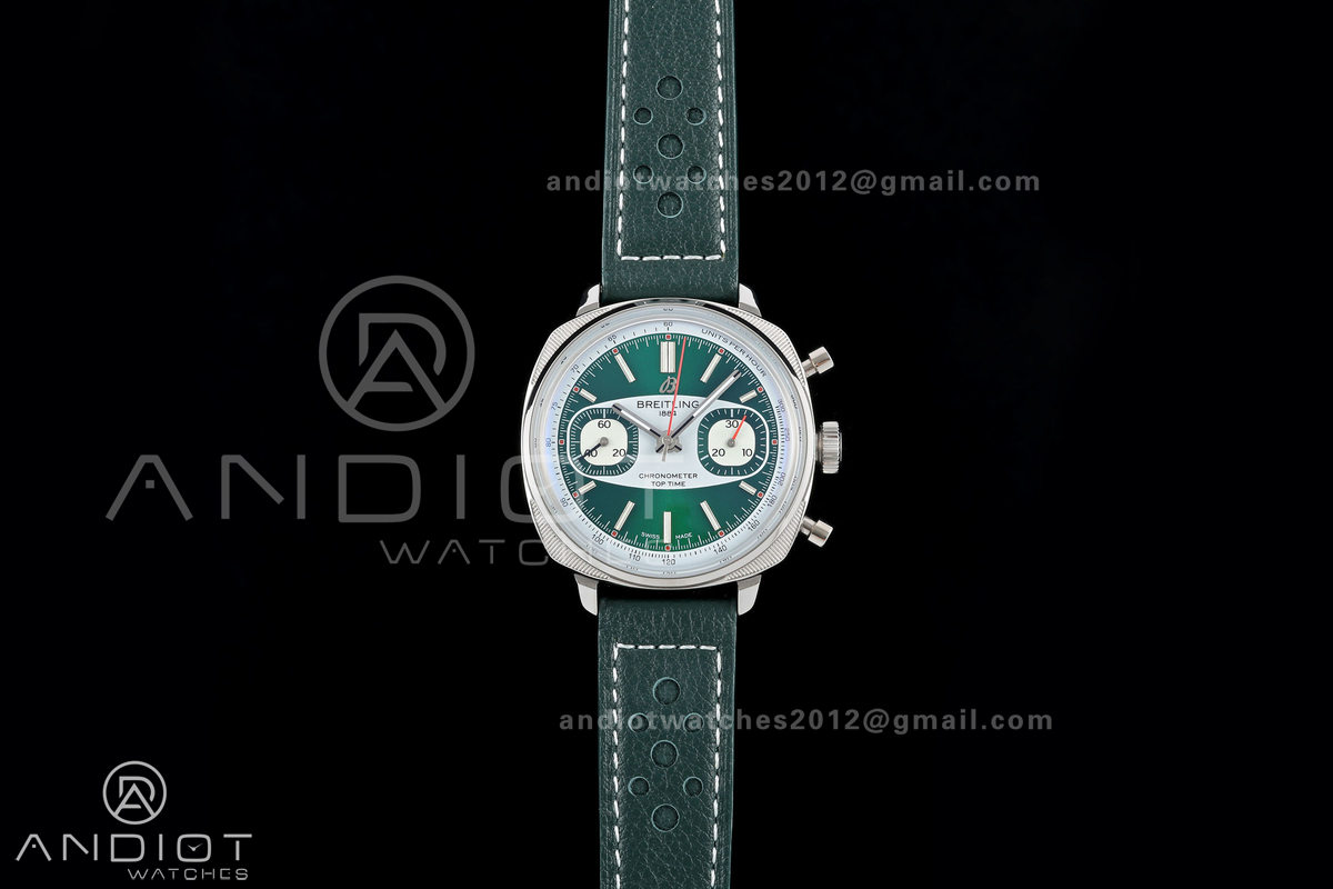 Top Time B01 Racing BLSF 1:1 Best Edition Green/White Dial on Green Leather Strap A7750